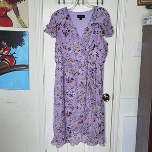 Lavender Floral Ruffle Dress Size 18